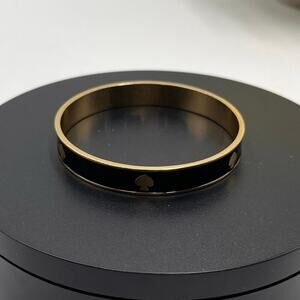 Kate Spade New York Black Enamel Gold Plated Ace Of Spade Bangle Bracelet